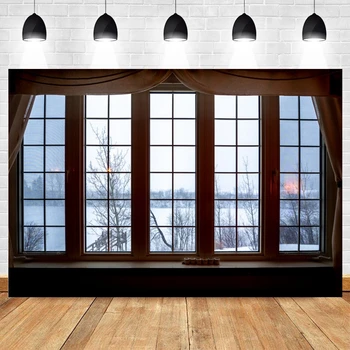 

Christmas Winter Window Curtain Scene Backdrop Vinyl Photography Background For Photo Studio Photophone Photozone Photocall Prop