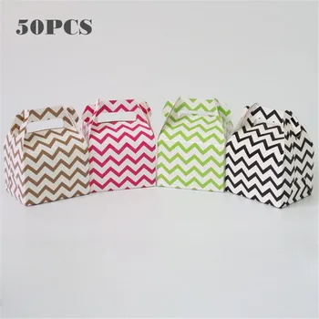 

50pcs Portable Packing Box Creative Wave Pattern Hand Carry Candy Box Festive Party Wedding Supplies Sweet Boxes M50#