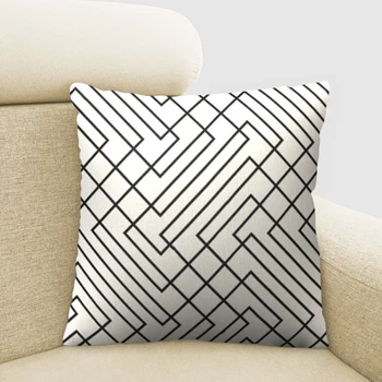 

45*45cm Black and White Pillow Decorative Geometric Line Cushion Covers Pillowcase for Sofa Polyester 45*45 Throw Pillow Covers
