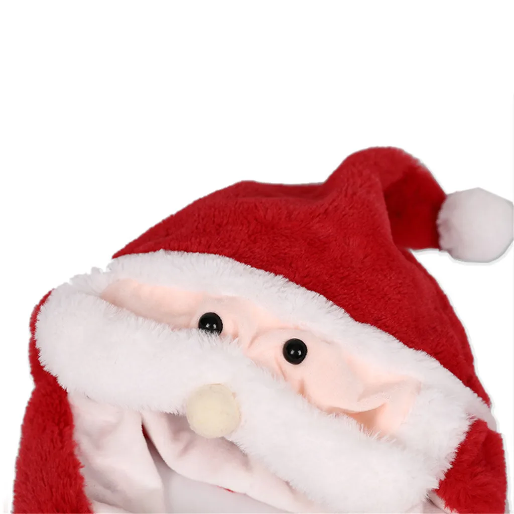 Magic Santa Claus Funny Hat Women Men Kids Lighting Hat Cute Rabbit Plush Ears Pinch Ears Move LED Light Cap Winter Warm