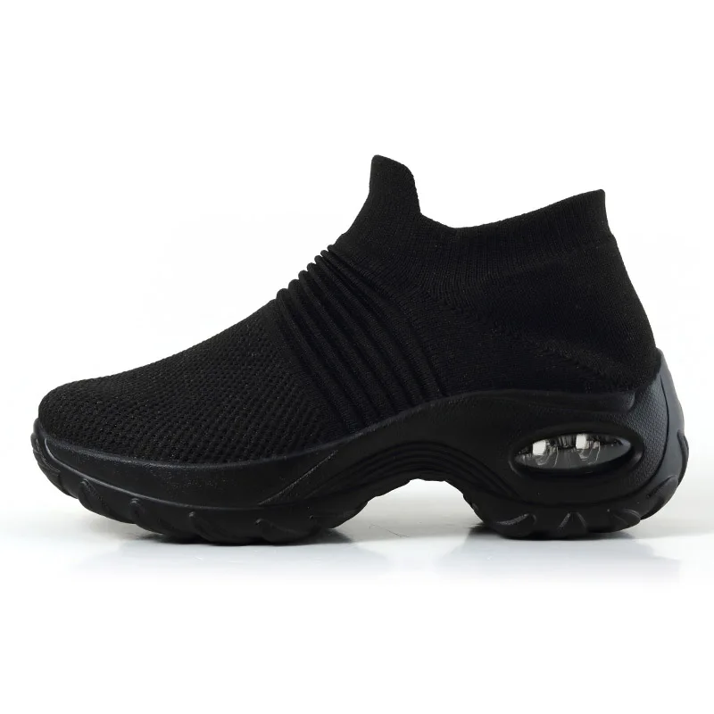 Модные осенние женские кроссовки; Вулканизированная обувь; женские слипоны на платформе; дышащие кроссовки на воздушной подушке размера плюс; обувь на плоской подошве - Цвет: Full Black