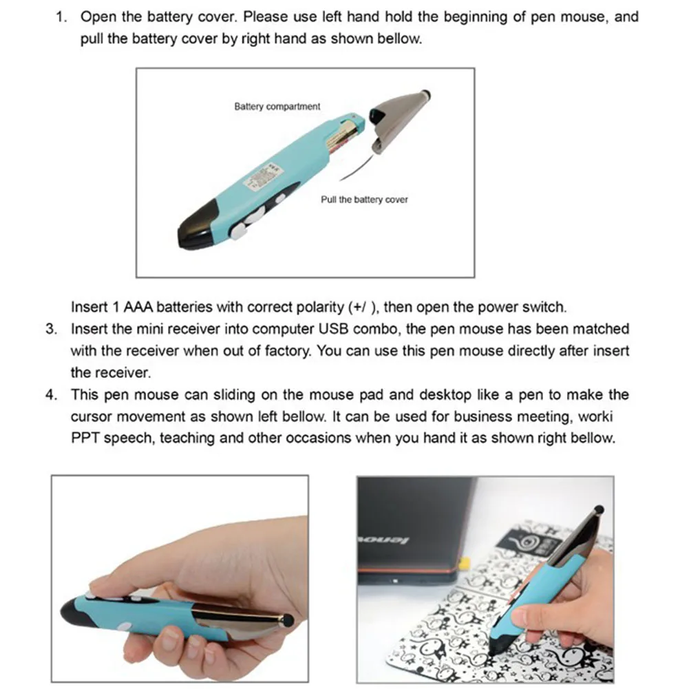 2.4GHz Wireless Desktop Optical Mini Capacitive Stylus For PC Laptop Presentation Teaching USB Drawing Mouse Pen Laptop Notebook