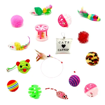 

16-Piece Interactive Nontoxic Creative Safe Pet Cat Toy Set Feather Teaser Wand Toy Catnip Toys Cat Supplies