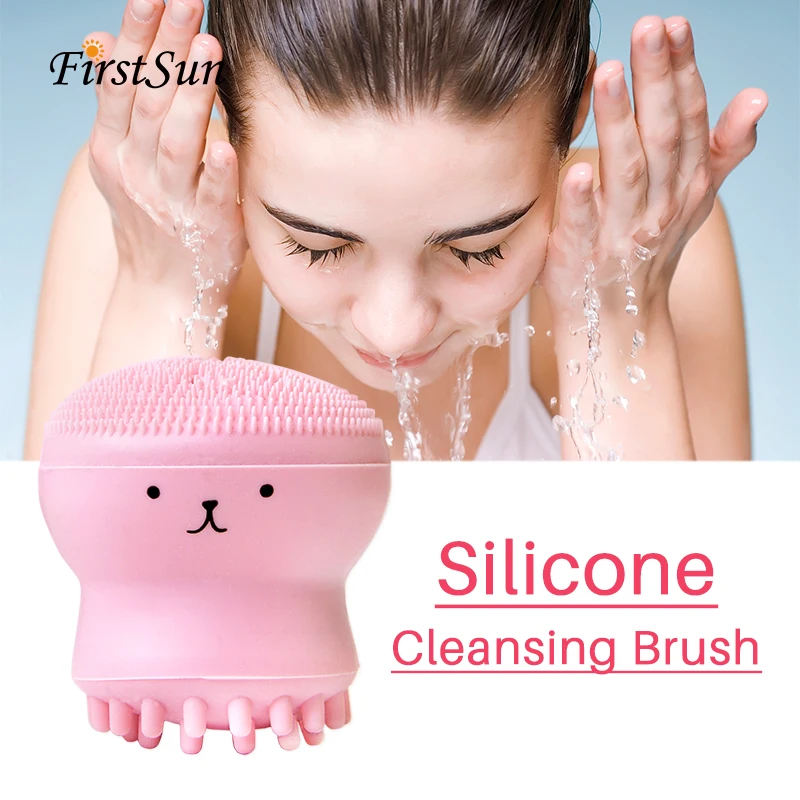 

Silicone Face Cleansing Washing Brush Blackhead Acne Removal Massage for Face Skin Cleaner Exfoliator Care Small Octopus Shape