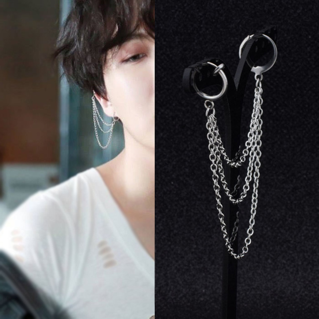 Punk Tassel Chain Earrings For Men Women Stainless Steel Metal Bar Pendant Geometric Drop Earrings Party Hip Hop Jewelry