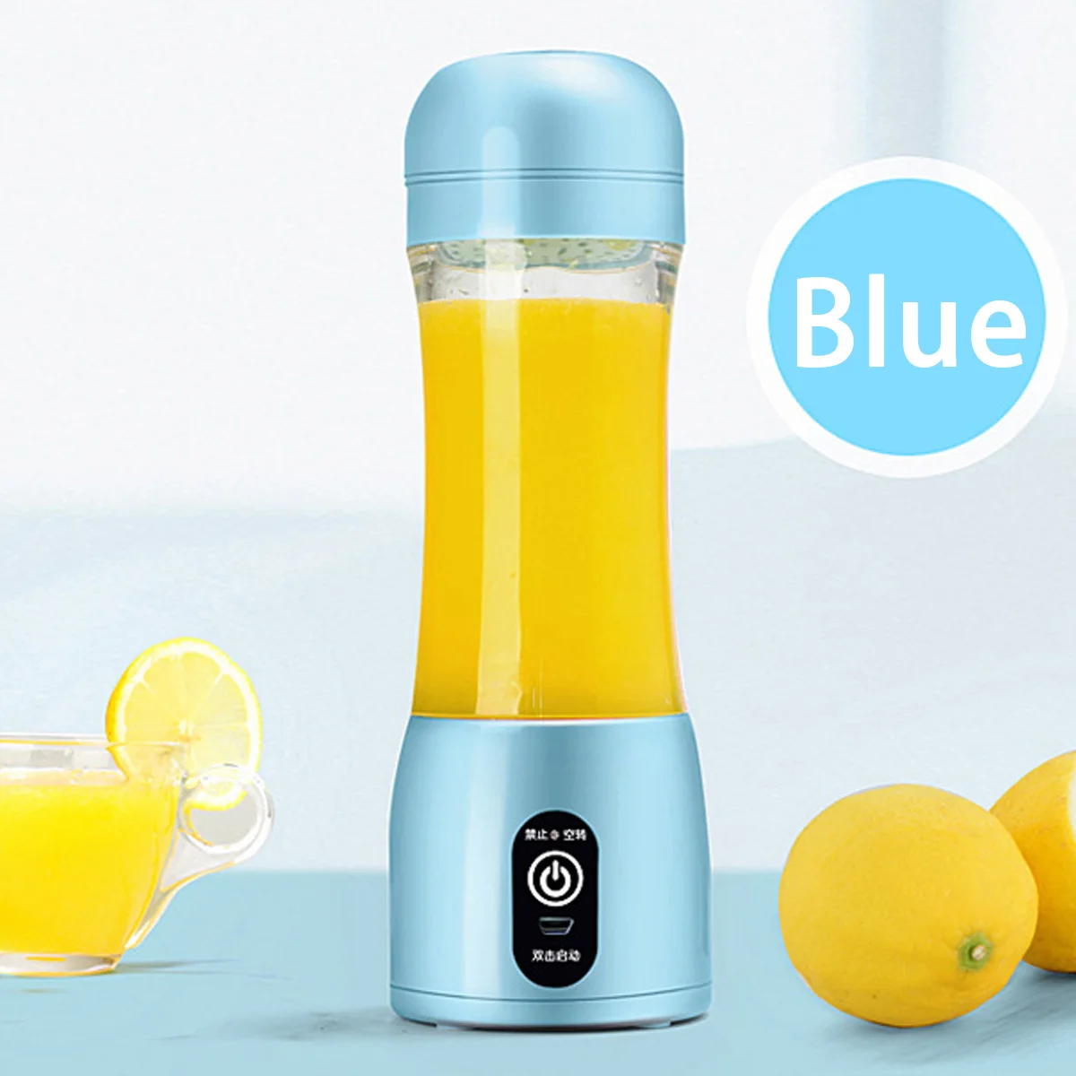 Light Blue Портативный 380 мл электрическая соковыжималка для фруктов экстрактор для смузи чайник бутылка чашка шесть Резак USB перезаряжаемая ручная соковыжималка машина - Цвет: Light Blue