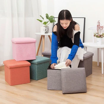 30*30*30 CM Multifunction Fabric Foldable Storage Stool Bench Box Small Sofa Kid Chair Foot Stool Taburete Ottoman free shipping pu foot square stool with storage space living room ottoman children stool kids storage box footrest