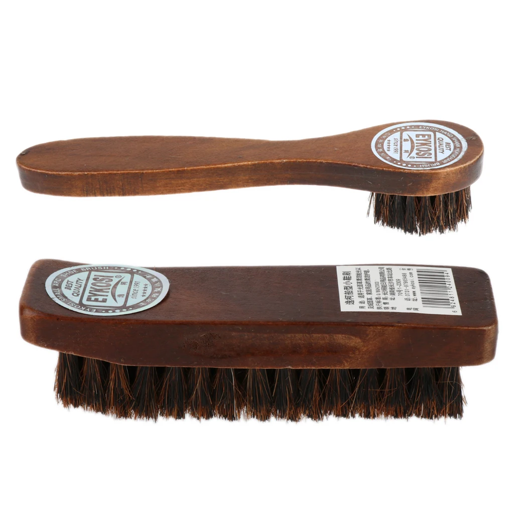 Pack Of 2 Wooden Handle Shoe Boot Cleaning Brush Cleaner Polish Applicator Shine