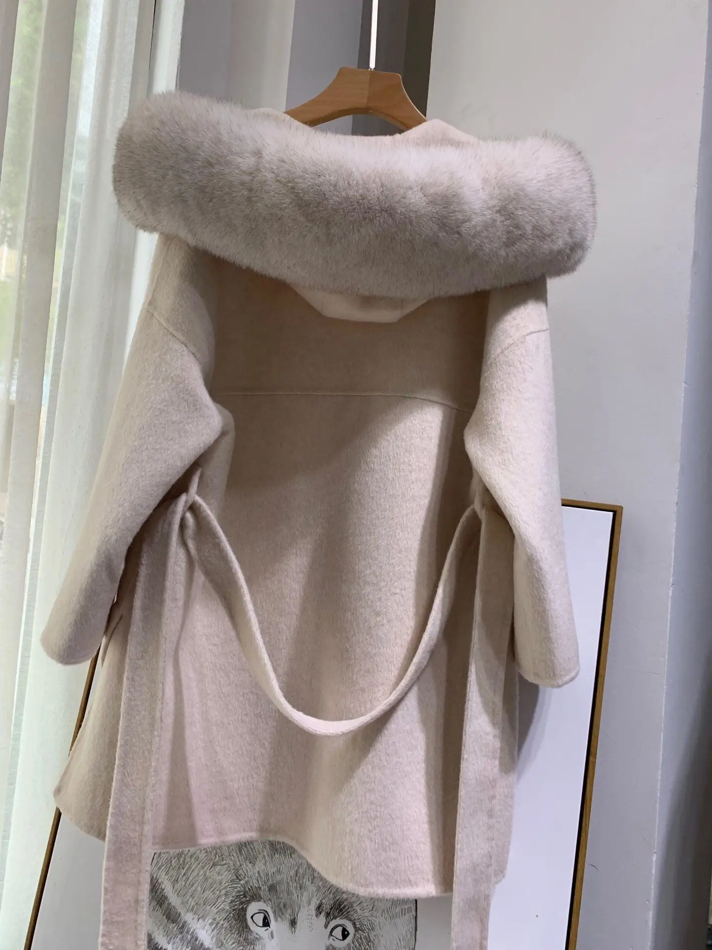 Корейское длинное кашемировое пальто с настоящим бренд Fox Fur Trim Hoodie теплое плотное пальто с большими карманами женская верхняя одежда зимнее пальто