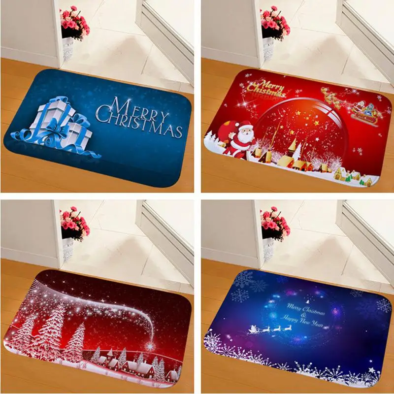 Рождественский мягкий фланелевый напольный коврик с принтом снеговика, Противоскользящий коврик для ванной комнаты
