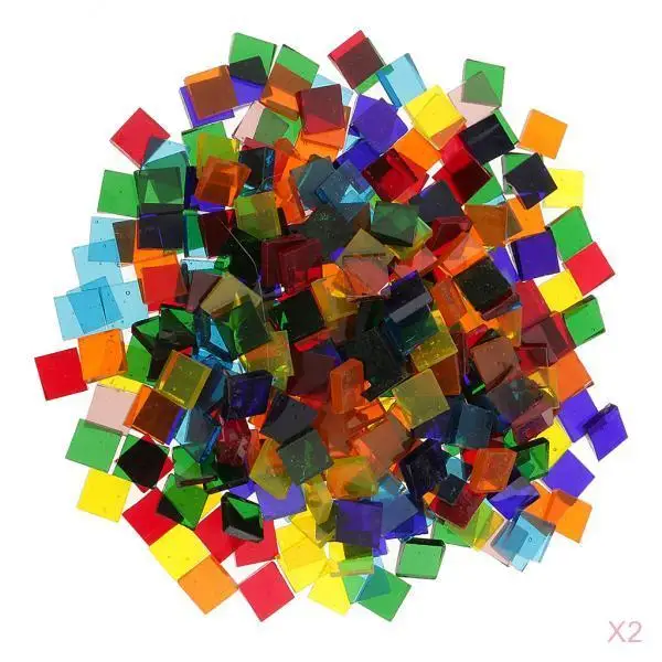 320g Square Shape Pieces Mosaic Tiles Assortment Colors for Handmade Artcraft and Home Decorations