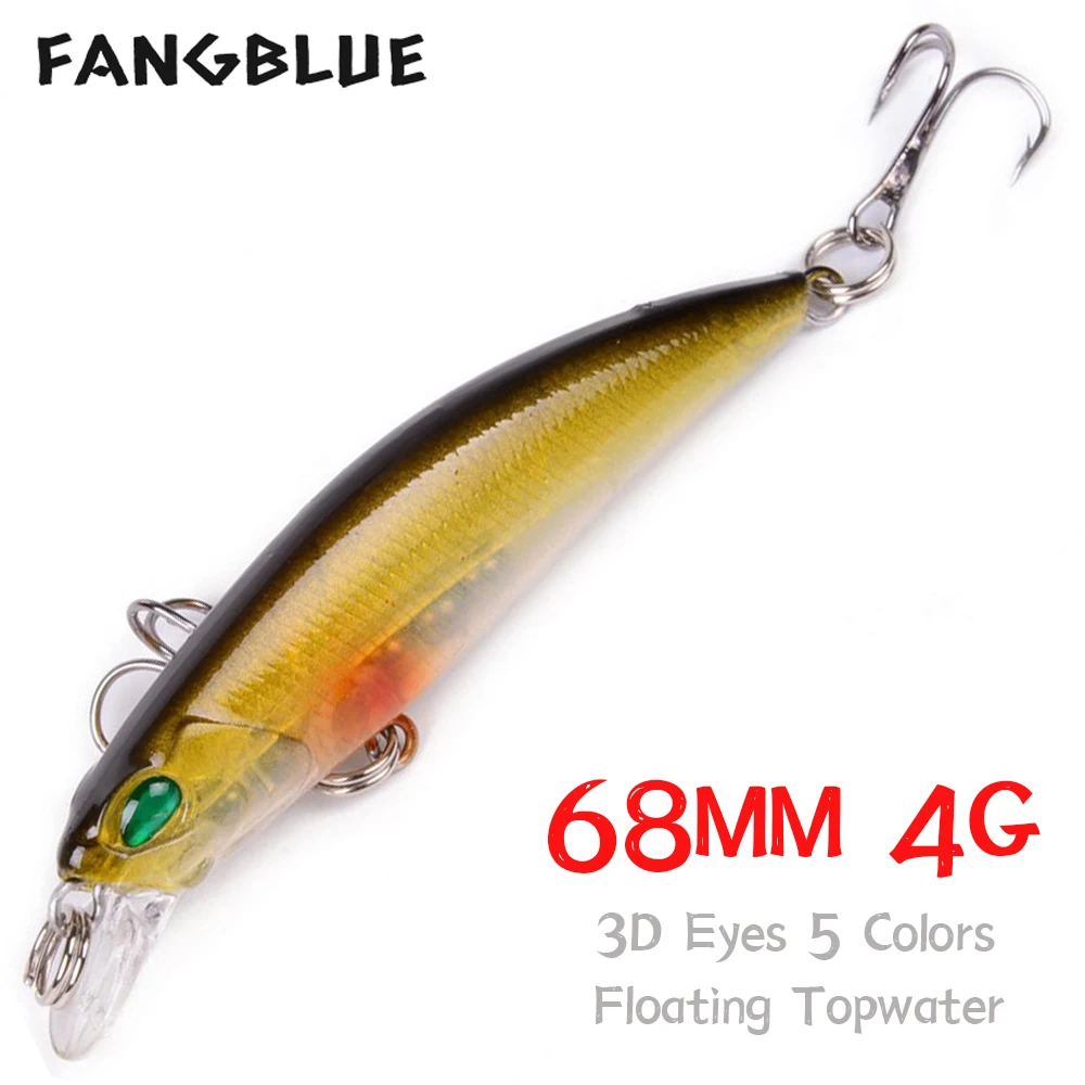 FANGBLUE рыболовные приманки 68 мм 4 г Minnow с установленными поверх сидениями приманка