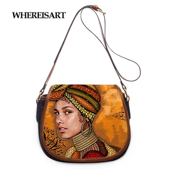 

WHEREISART Women Crossbody Bags Art African Black Girl Printed Shoulder Bag Handbags Ladies Casual Saddle Bag