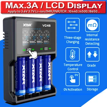 

VC4S VC2S USB 14500 16340 17335 17500 18650 20700 21700 32650 20700 CR123A Li-Ion Ni-MH Battery LCD Charger 2-Bay 4-Bay D30