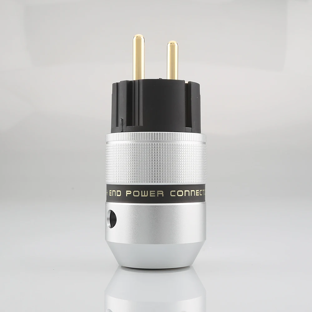 Banhado a Ouro Plugue de Alimentação Conector + Plugue Final Áudio Alumínio Schuko Fêmea Iec oi - Image 2