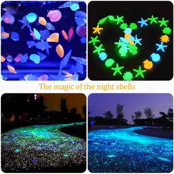 

50pcs/pack Colorful Luminous Starfish Conch Shell-shaped Stone Decoration Garden Aquarium Fish Tank Landscape Fluorescent Stone