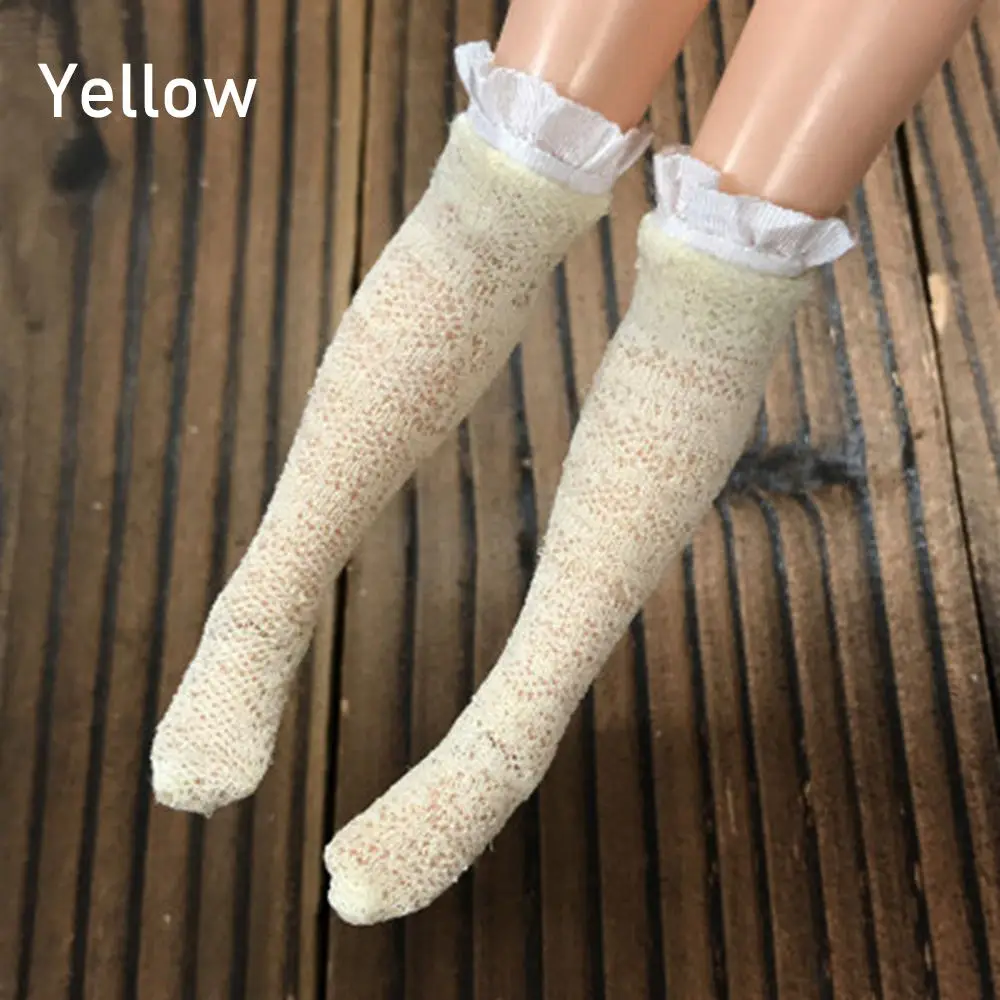 1 пара кружевных носков для 1/6, кукольные Чулочные изделия, аксессуары для детской одежды для девочек, рождественский подарок, игрушки для детей, сделай сам, украшение куклы - Цвет: yellow