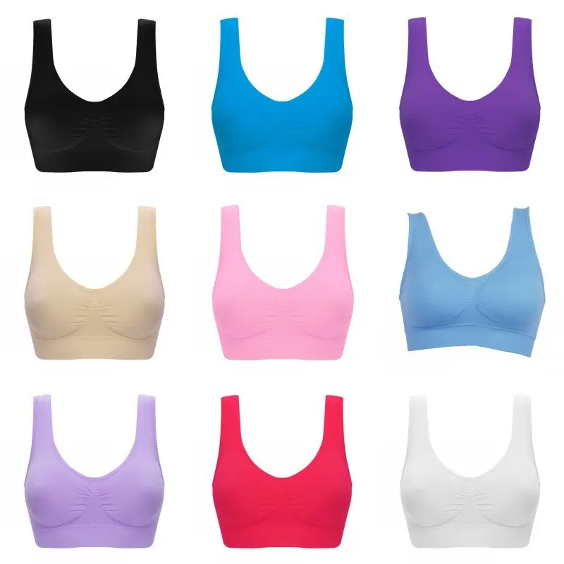 Модный двухслойный бесшовный жилет без оправы большого размера без следов спортивный бюстгальтер для йоги