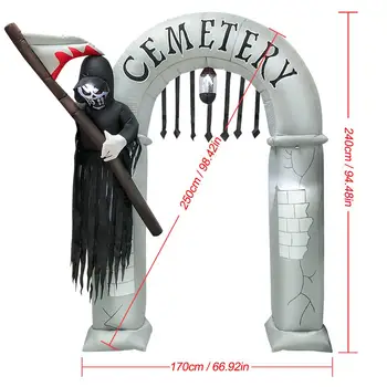

Halloween Inflatable Haunted House Castle With Skeleton Skulls Lighted Grim Reaper Archway Blow Up Outdoor Halloween Decoration