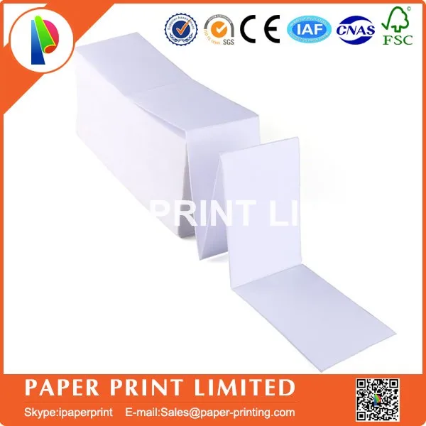 2 стека Fanfold fan fold " x 6" 4x6 102x152 мм Прямые термоэтикетки, 500 Этикетки/стек, Белые перфорированные этикетки всего 1000