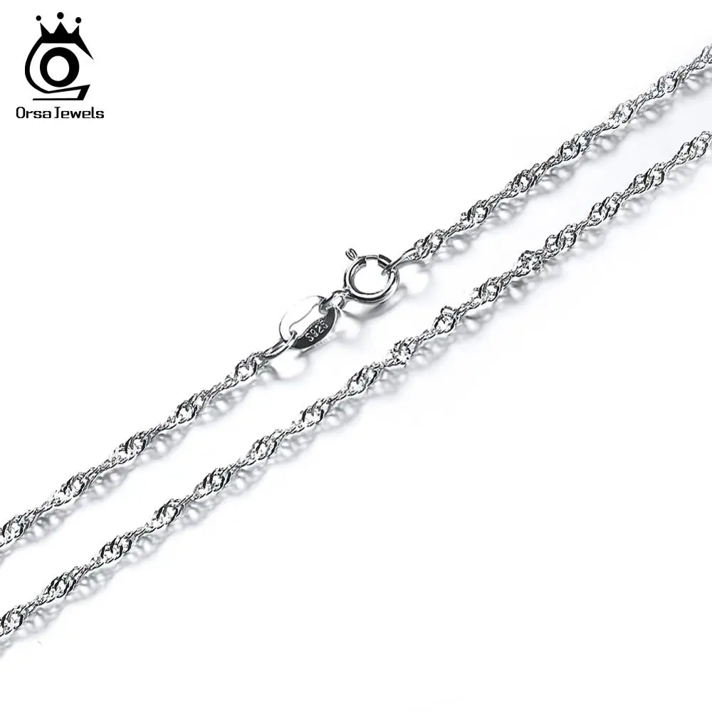 ORSA JEWELS 925 Sterling Silver Twisted Curb Singapore Rope Link Chain for Women Silver Necklace Jewelry Wholesale Gift SC02 3