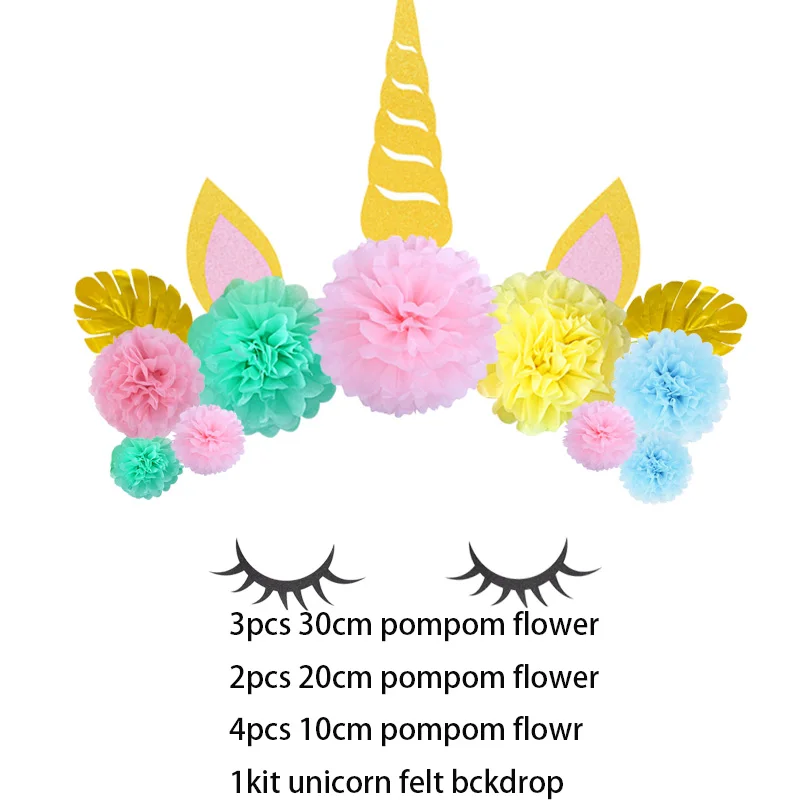backdrop flowers Единорог вечеринка украшения день рождения вечеринка дети единорог тема бумажные салфетки тарелка девушка с днем рождения детский душ поставки - Цвет: backdrop flowers