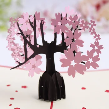 

Pinni free shipping cherry tree paper carving new year creative novel romantic gift expression blessing card 3D greeting card