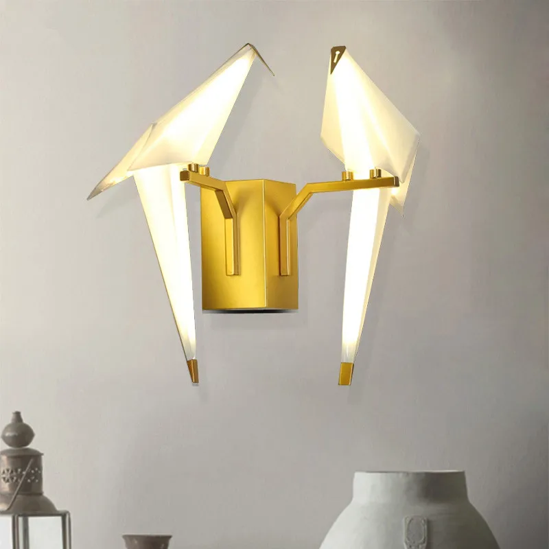 Современный акриловый настенный светильник в виде птиц оригами креативный