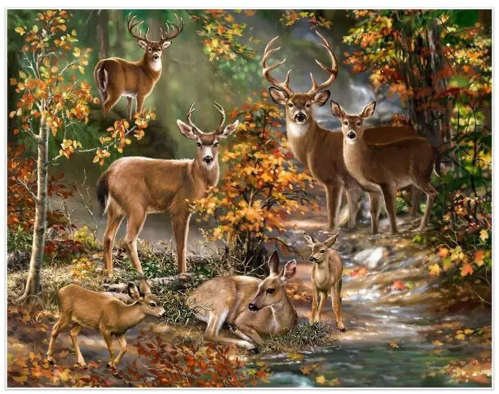 Полностью квадратная Алмазная картина олень животное вышивка мозаика Алмазный