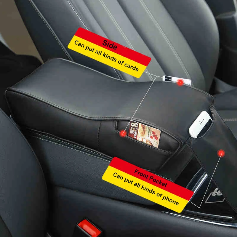 

New Leather Car Armrest Pad Cushion Auto Center Console Seat Armrests Box Covers Protection Hand Increase Supports Accessories