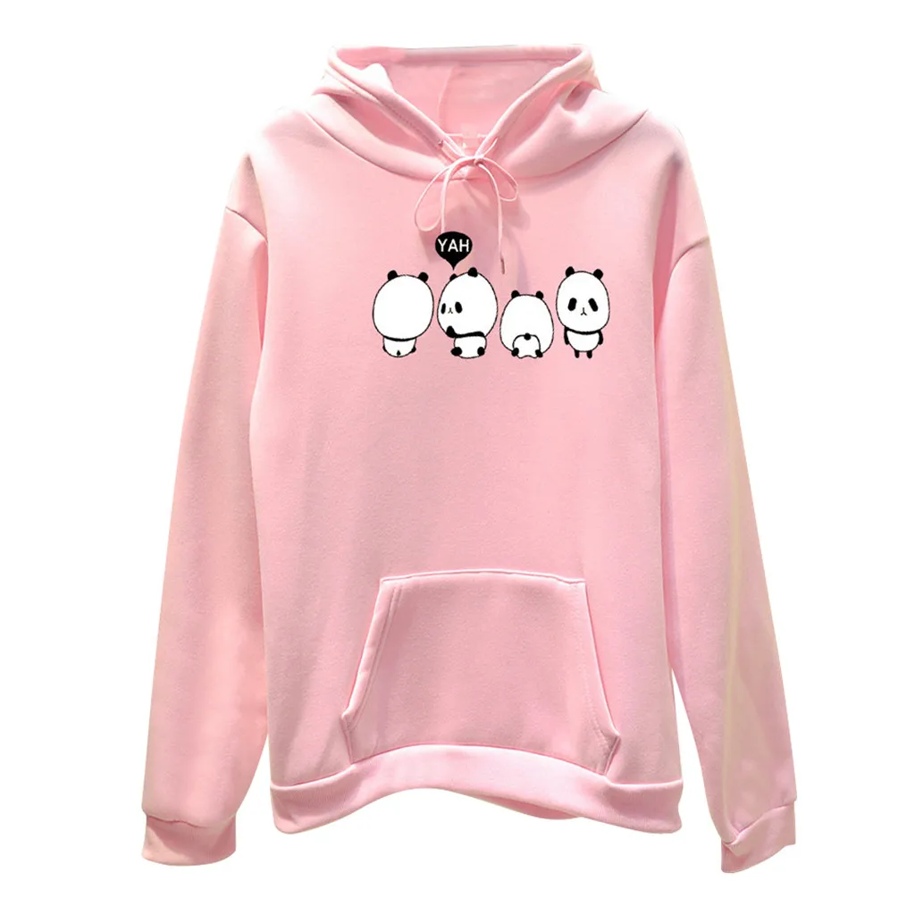 Jaycosin Fashion Autumn Women Loose Character Hoodie Pocket Sweatshirt Stylish Long Sleeve Comfortable Casual Pullover Top 107#4