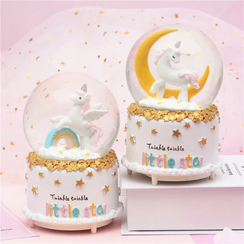 10*15.8cm Unicorn Crystal Snow Globes Glass Music Box snowball Home Office INterior Decoration Christmas Valentine's Day Gifts 10*15.8cm Unicorn Crystal Snow Globes Glass Music Box snowball Home Office INterior Decoration Christmas Valentine's Day Gifts