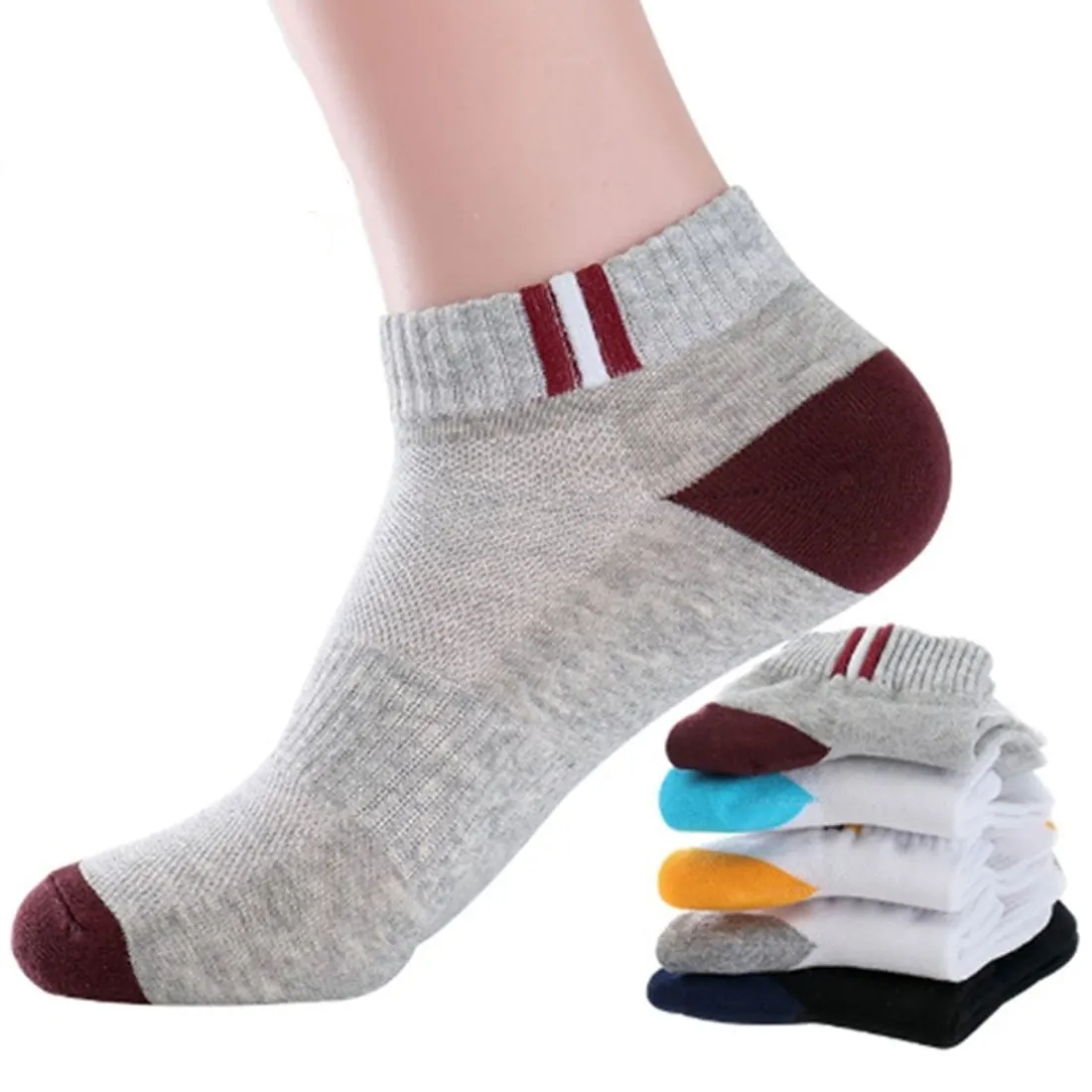 5 Pairs Non-Slip Socks Men Socks Soft Cotton Male 3D Socks Hollow Breathable Summer Socks for Men