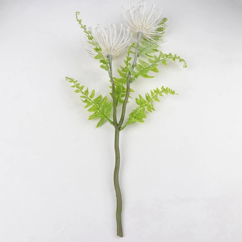 Флокированные Leucospermum искусственные цветы для свадебного украшения Флорес Искусственные пластиковые искусственный цветок растение Флер искусственные