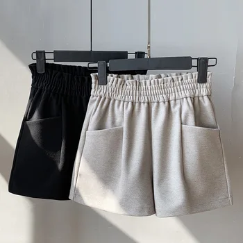 

Woolen Shorts Women For Spring Autumn Winter 2020 High Waist Short Feminino Solid Biker Casual Elastic Waist Womens Shorts