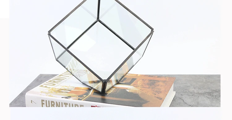 Прямые продажи НОВЫЕ геометрические Ремесла современный стеклянный Декор для дома Прозрачный цветочный номер Средний куб вечный цветок стеклянная крышка
