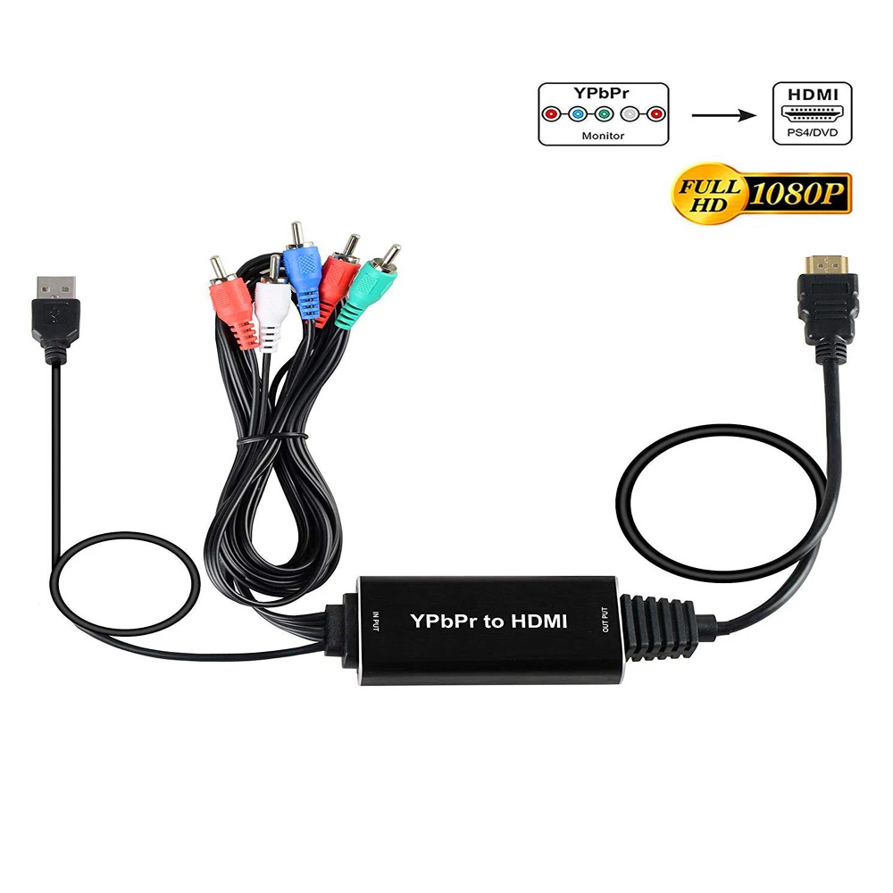 Ruitroliker YPbPr в HDMI компонент преобразователя в HDMI адаптер 1080P 5RCA RGB для видеомагнитофона NGC PS1 XBOX360 wii игры