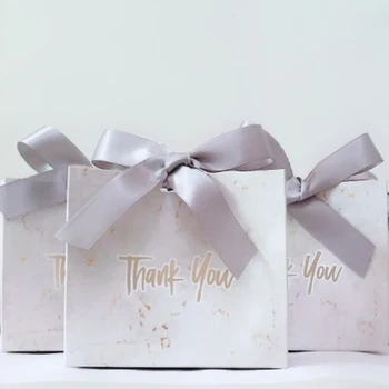 

20PCS Creative Gift Box Grey Marble Gift BagCookies Tote Bags Wedding Chocolate Cake Packaging Paper Boxes