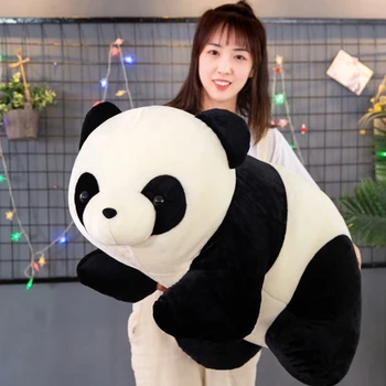 Cute Big Giant Panda With Bamboo Leaves Bear Plush Stuffed Animal Doll Animals Toy Pillow Cartoon Kawaii Doll Girl Birthday Gift 4