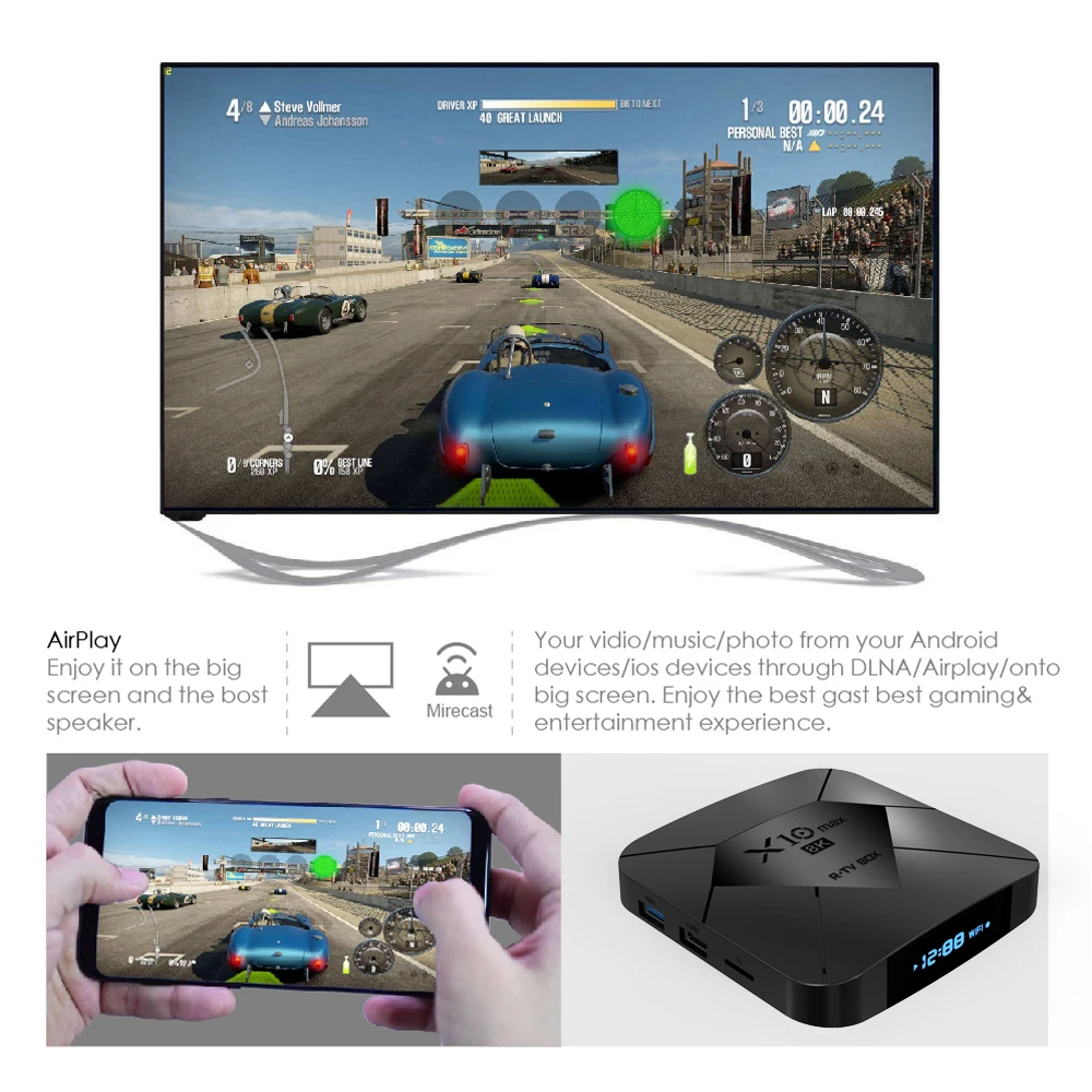 X10 MAX Android 9,0 8K Smart tv BOX Amlogic S905X3 4G 128GB rom светодиодный дисплей 5G Dual wifi BT4.0 USB 3,0 HDR H.265 8K телеприставка