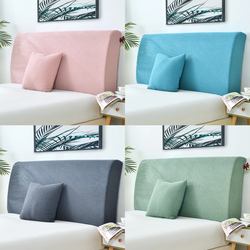 Solid Color Plush Thicken Elastic All-inclusive Bed Head Cover Bed Head Back Protection Dust Cover Headboard