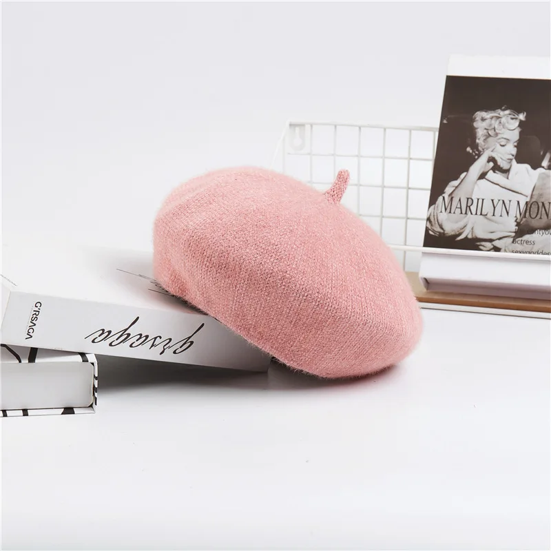 T083-4 Dilidala Winter Beret Snowflake Embroidery Wool Beret Female Korean Version Adjustable Japanese Wild Painter Hat Pumpkin Hat - Цвет: T083-4