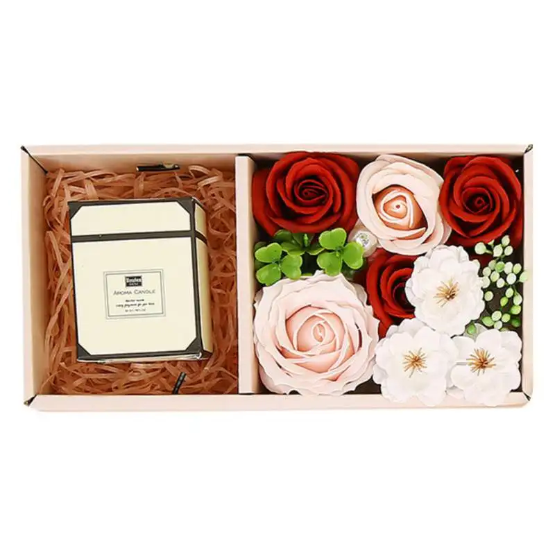 Romantic Rose Soap Flower Gift Rose Box Bouquet Soap Scented Candle Box Wedding Valentine's Day Gifts Artificial Flower Roses