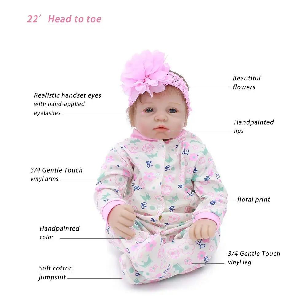 OtardDolls 22 дюймов Bebe Кукла Новорожденный 55 см мягкий силикон Reborn Реалистичная кукла реалистичные игрушки куклы для девочки подарок на день рождения