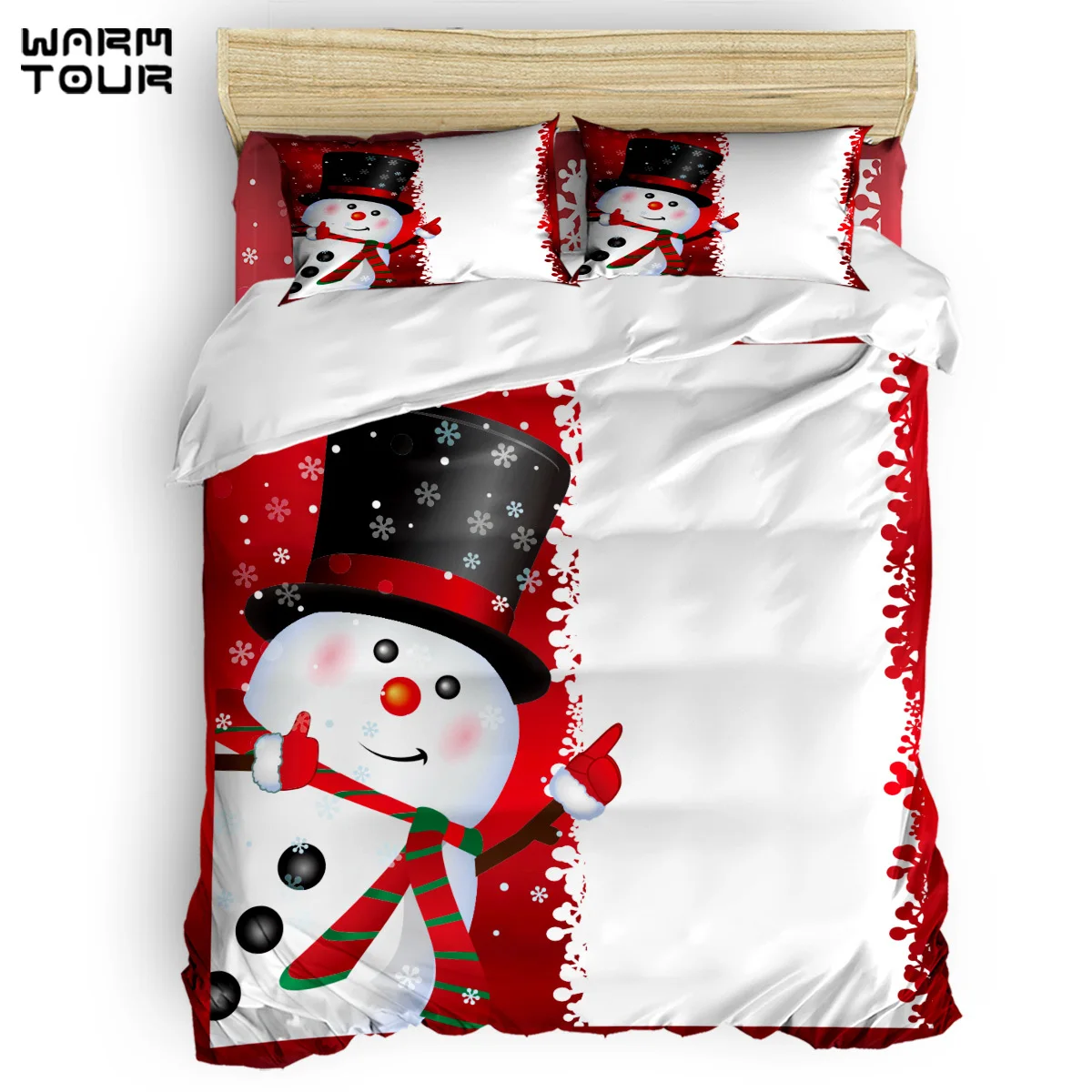 WARMTOUR пододеяльник Merry Christmas Снеговик пододеяльник набор 4 комплект постельного белья для кроватей