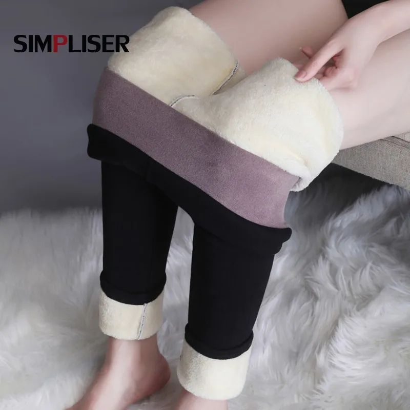 

High Waist Extra Warm Fleece Woman's Pants Black Grey Trousers High Stretch Leggings Skinny Wool Pants Plus Size 5XL Leggings