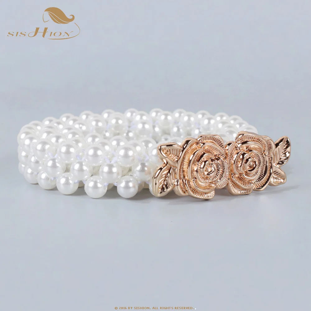 SISHION жемчужный пояс SP0776 красивые тонкие ремни для женщин Дамские аксессуары для платья elastische riem