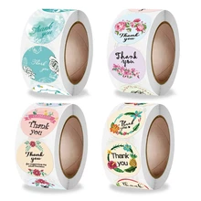 

500Pcs/Roll Thank You Sticker for Seal Labels Round Floral Multi Color Labels Sticker Handmade Waterproof Stationery Sticker