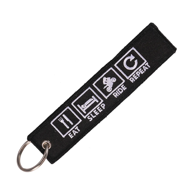 Новинка, 3 шт./партия, Eat Sleep Rid, Repeat Porte Clef, брелок для ключей с вышивкой, Bijoux, брелок для мотоциклов, n Cars, брелок для мужчин