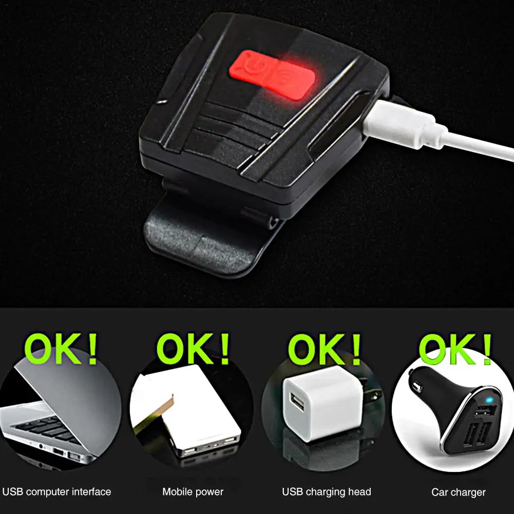 Светодиодный налобный фонарь с датчиком света, портативный USB Перезаряжаемый, волночувствительный мягкий светильник, супер яркий светильник-вспышка, лампа с зажимом для наружного освещения